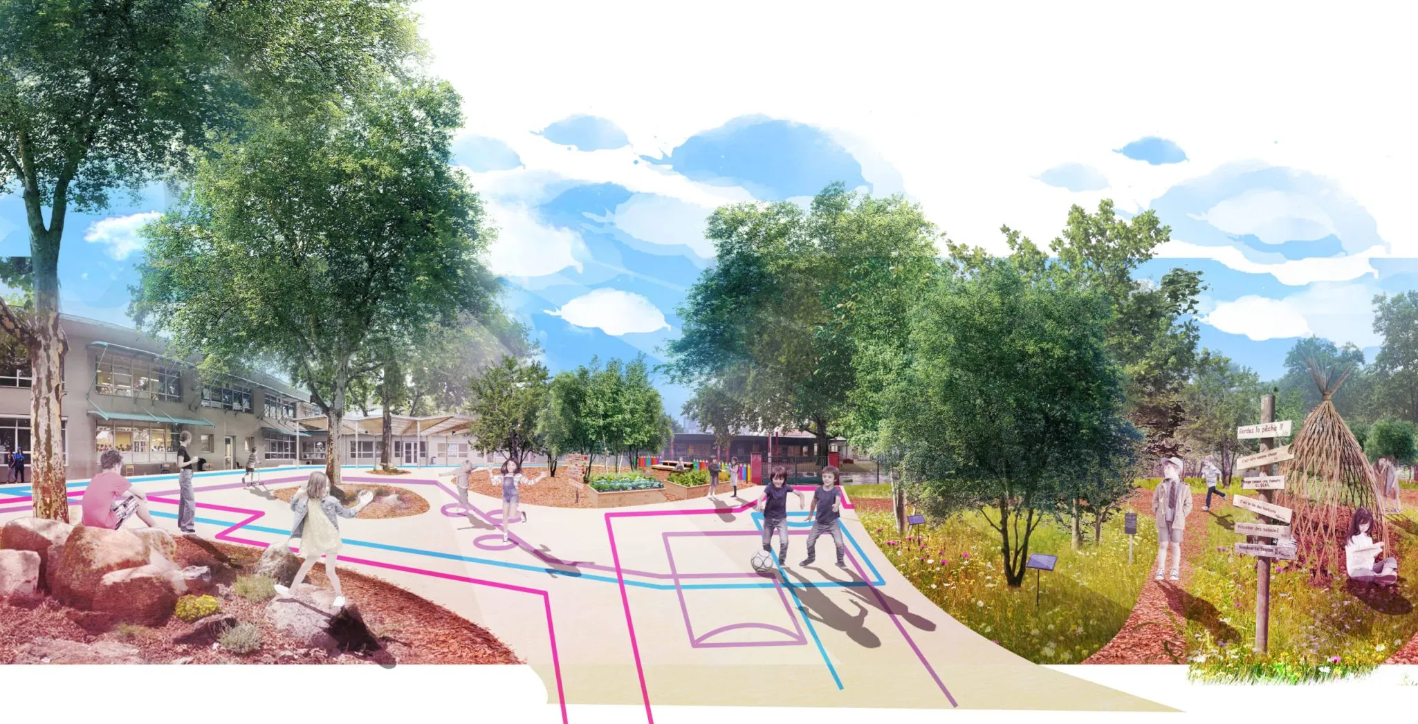 Visuel de l'agence Clap sur la végétalisation des cours d'école